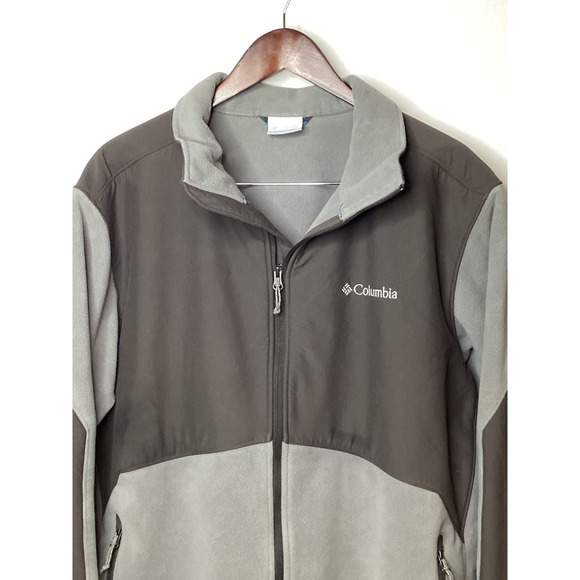 Columbia Mens Fleece Jacket‎ Full Zip Gray Brown Outdoor Warm Activewear - Picture 3 of 13